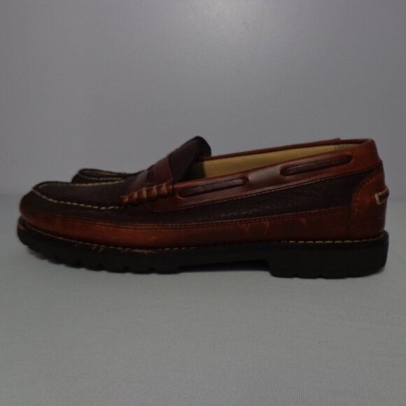 LL Bean Men’s Allagash Bison Handsewn Penny Loafers Leather Brown Size‎ 10 EE - Picture 2 of 7
